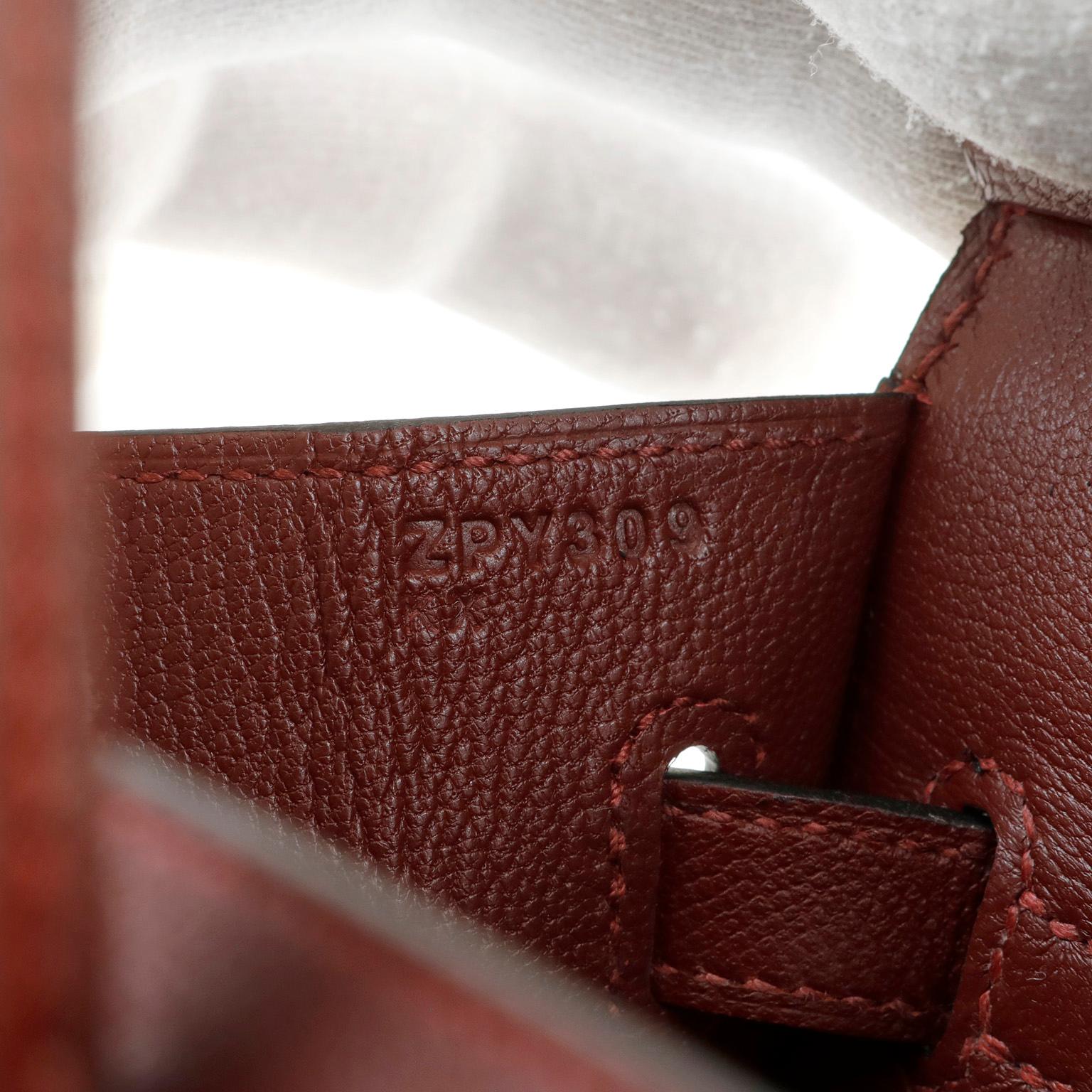 Brown Hermès 25 cm Bordeaux Epsom Sellier Birkin 2021 For Sale