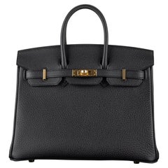 Hermès 25cm Birkin Schwarz Togo Gold Hardware 2022