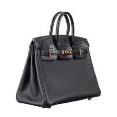 Hermès 25cm Birkin Black Touch Alligator/Togo Rose Gold Hardware 2021