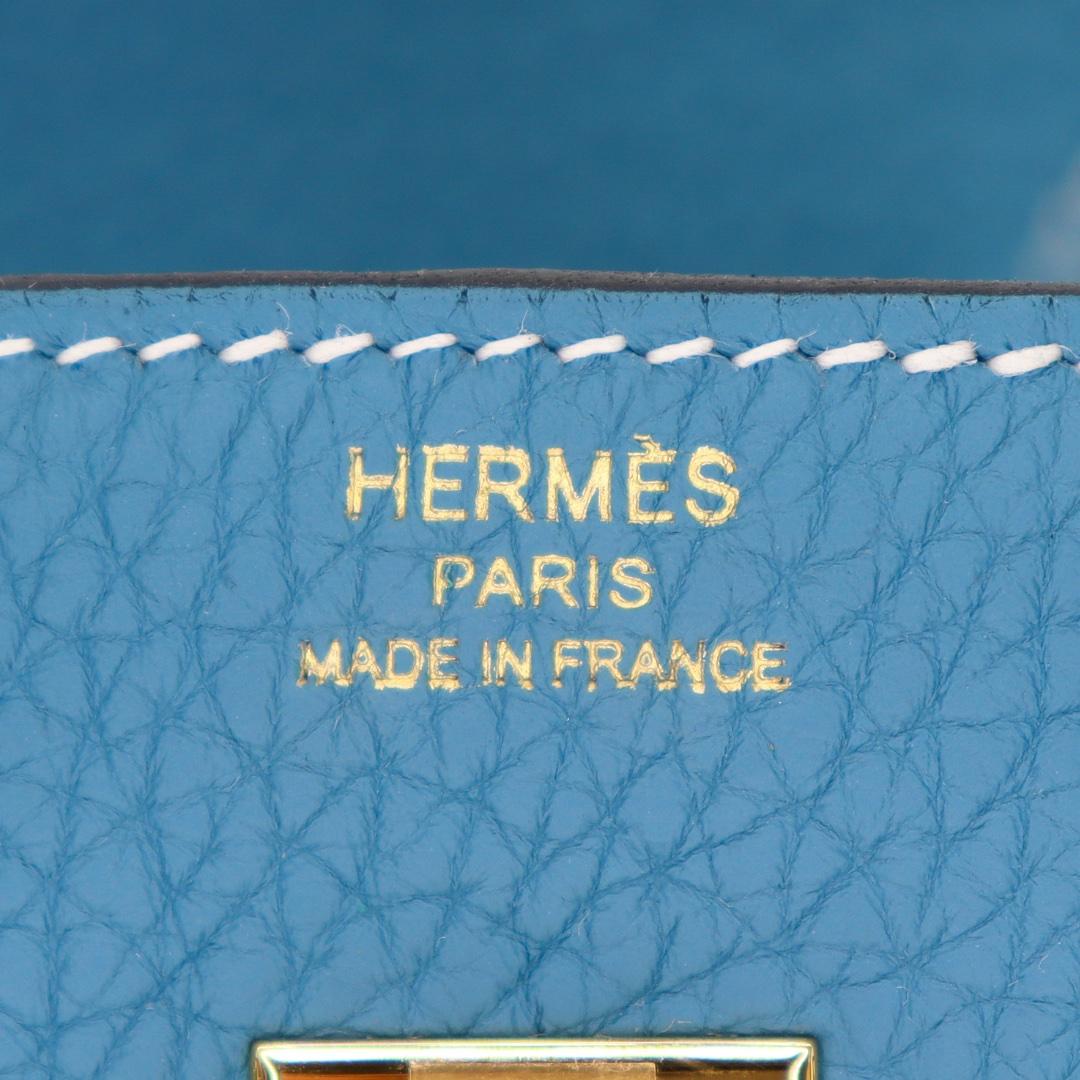 Hermès 25cm Birkin Bleu Jean Togo Leder Gold Hardware im Angebot 2