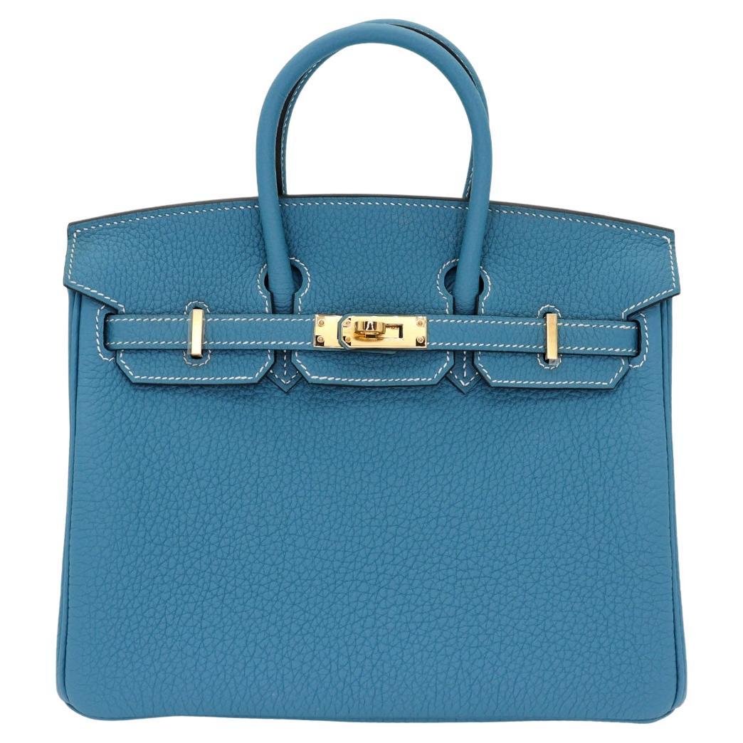 Hermès 25cm Birkin Bleu Jean Togo Leather Gold Hardware en vente