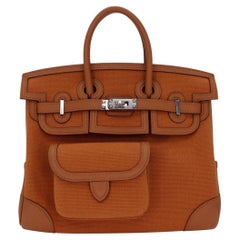 Hermès 25cm Birkin Cargo Gold Toile/Swift Leather Palladium Hardware