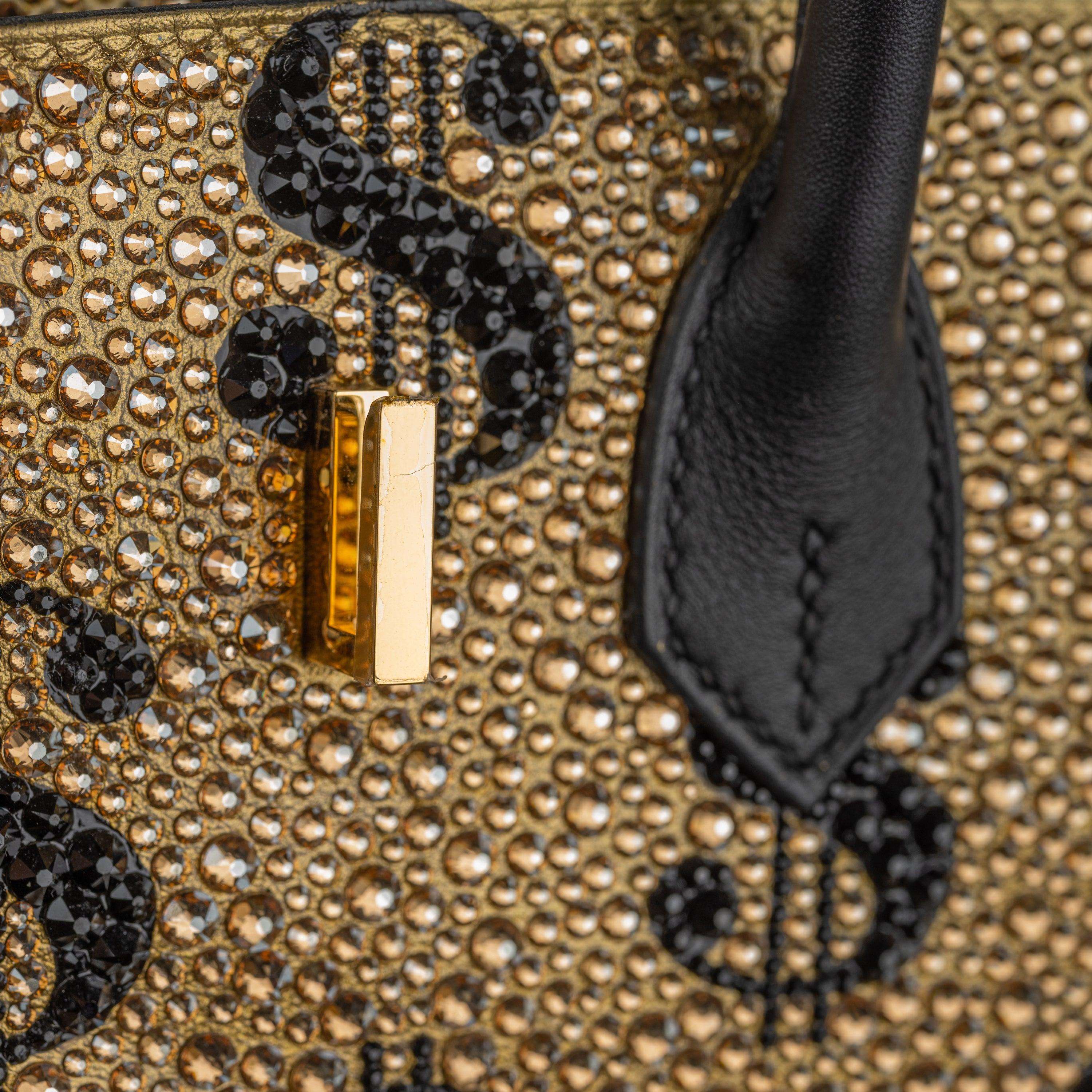Hermès 25cm Birkin Customized Gold Moneybags Swarovski Crystal Gold Hardware For Sale 10
