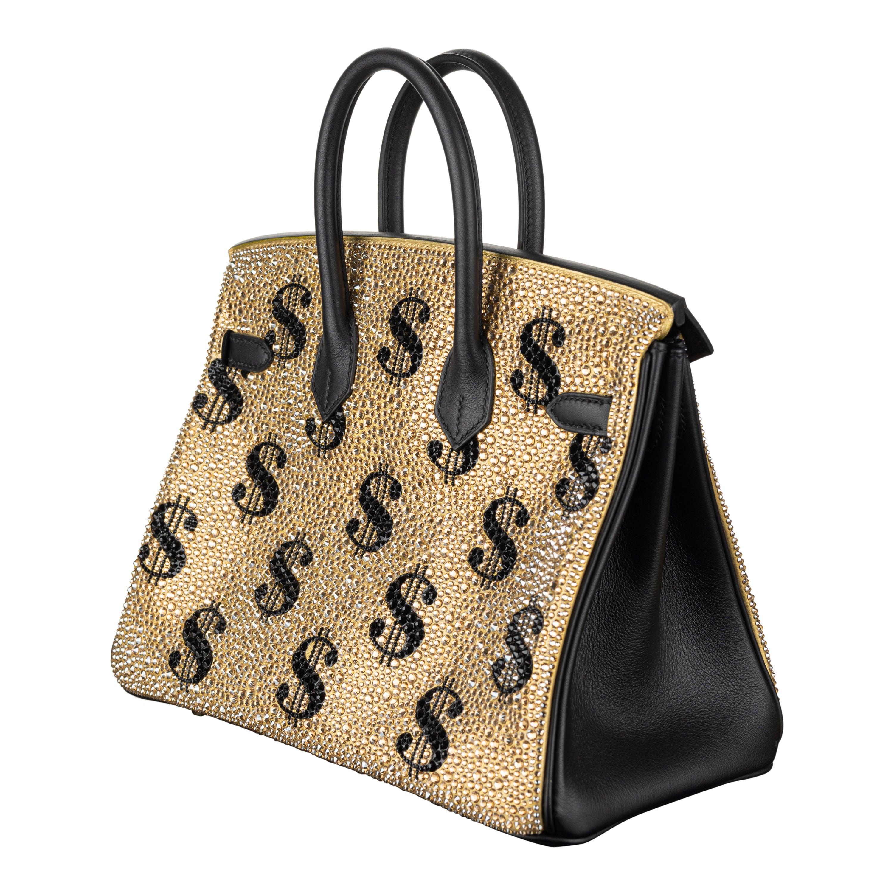 Hermès 25cm Birkin Customized Gold Moneybags Swarovski Crystal Gold Hardware In New Condition For Sale In Santa Rosa Beach, FL