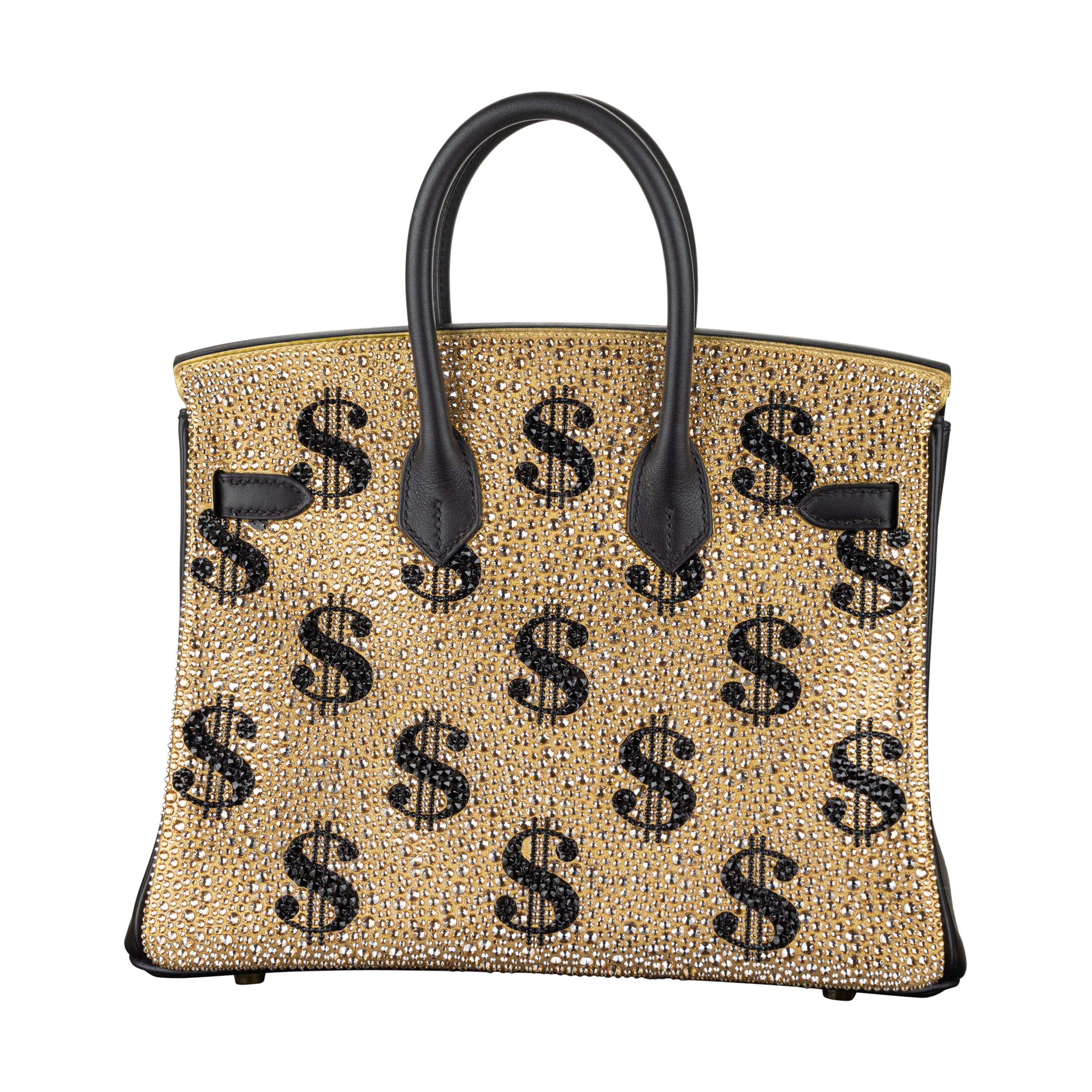 Hermès 25cm Birkin Customized Gold Moneybags Swarovski Crystal Gold Hardware For Sale 1