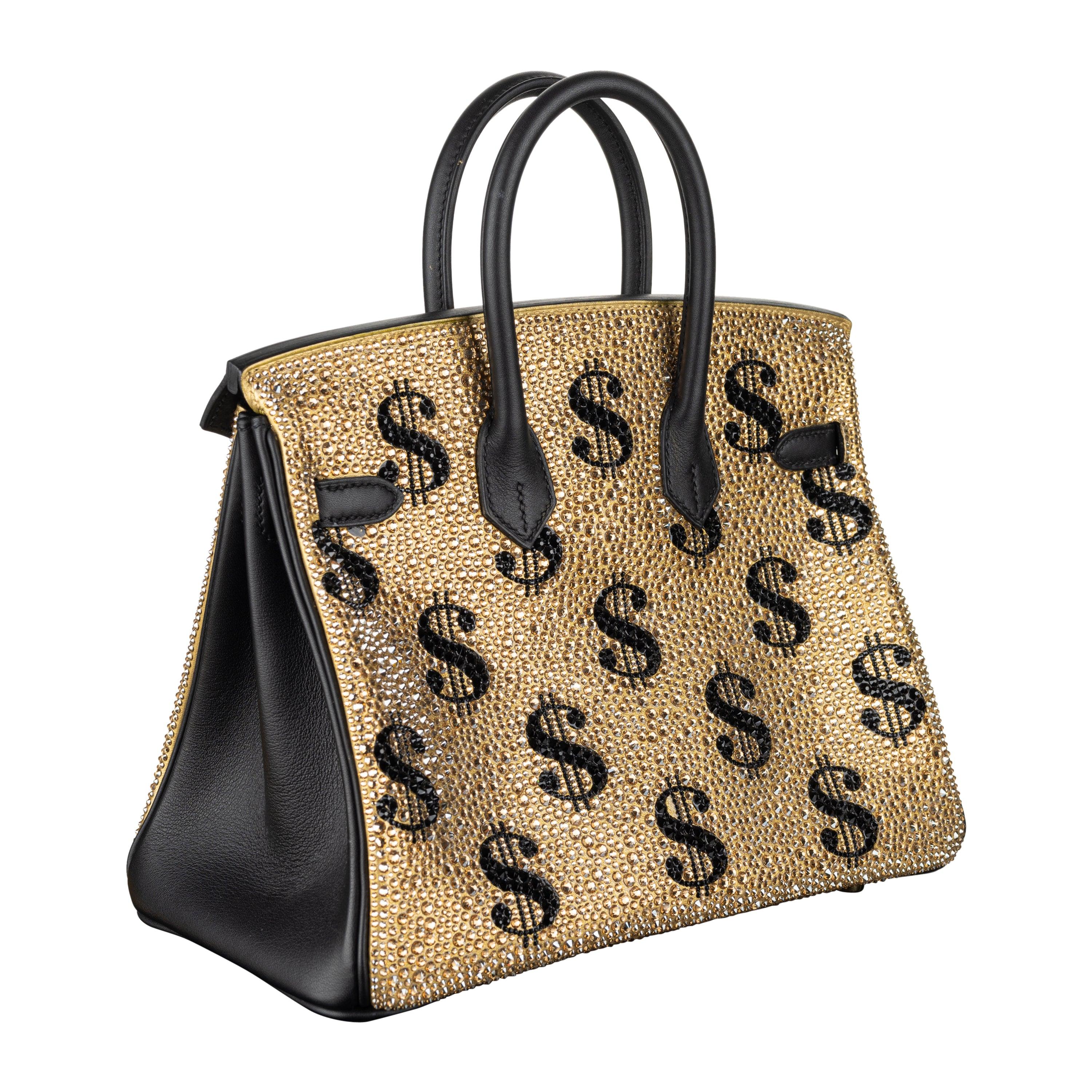 Hermès 25cm Birkin Customized Gold Moneybags Swarovski Crystal Gold Hardware For Sale 1