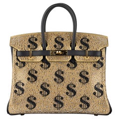 Hermès 25cm Birkin Sacs à monnaie personnalisés en or Cristal Swarovski Quincaillerie en or