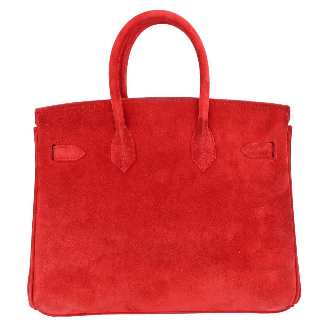 Hermès 25cm Birkin Doblis Rouge Vif Suede Palladium Hardware In Excellent Condition For Sale In Santa Rosa Beach, FL