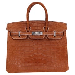 Hermès 25cm Birkin Fauve Alligator Mat Palladium Hardware