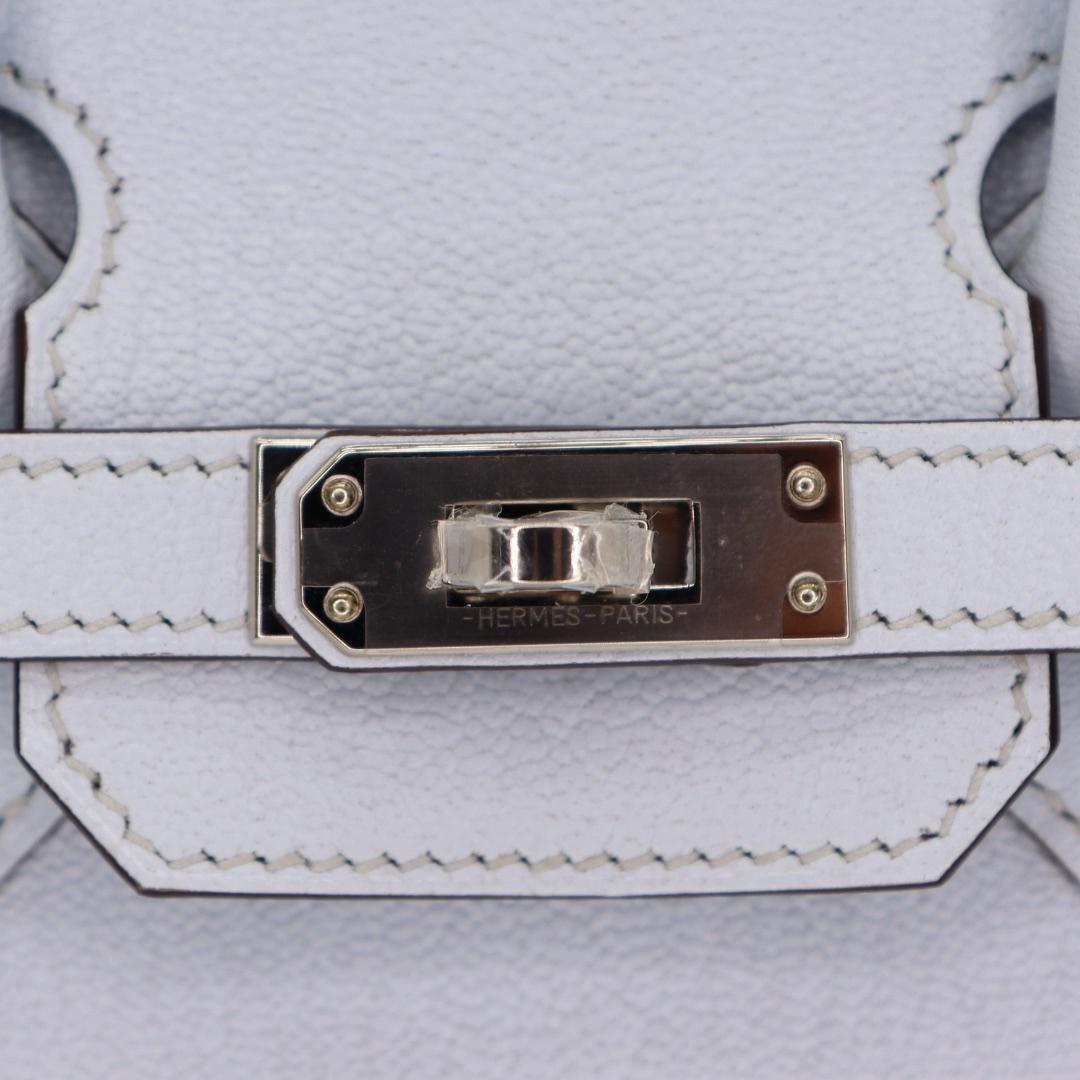Hermès 25cm Birkin HSS Bleu Brume Chèvre Cuir Palladium Hardware Pour femmes en vente