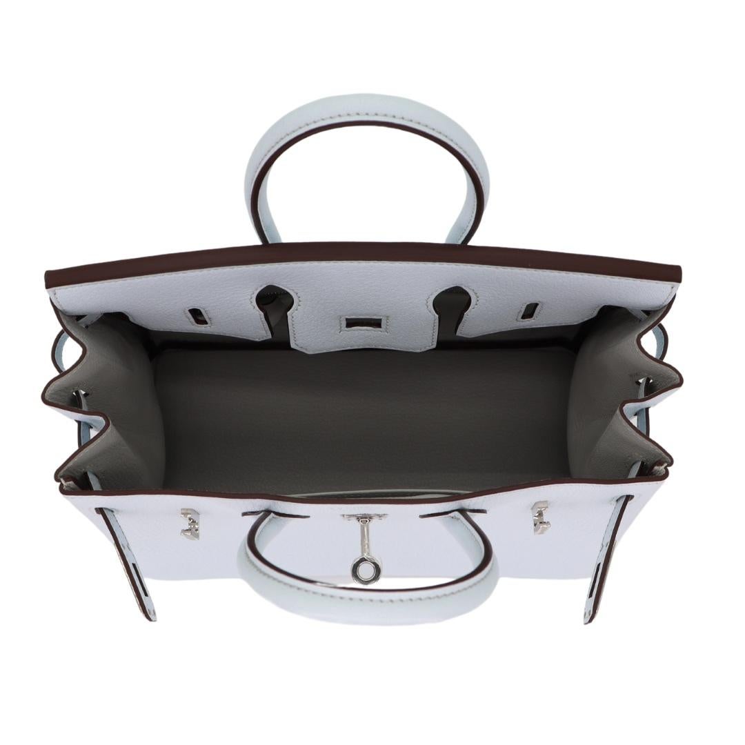 Hermès 25cm Birkin HSS Bleu Brume Chèvre Cuir Palladium Hardware en vente 2