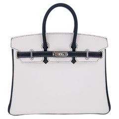 Hermès 25cm Birkin HSS Panda Noir/Blanc Cuir Clemence Palladium Hardware