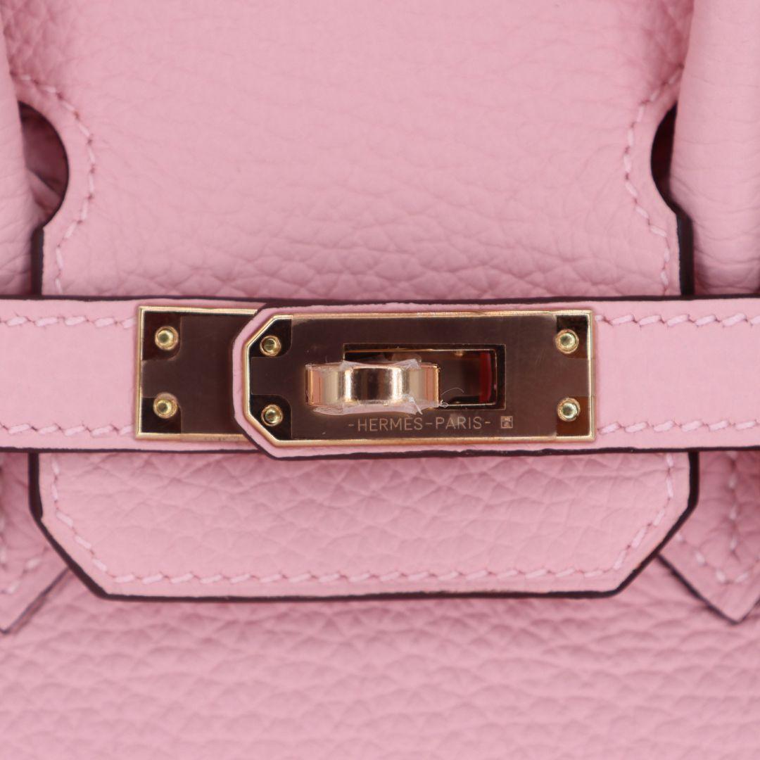 Hermès 25cm Birkin HSS Rose Sakura Clemence Leder Rose Gold Hardware im Angebot 1