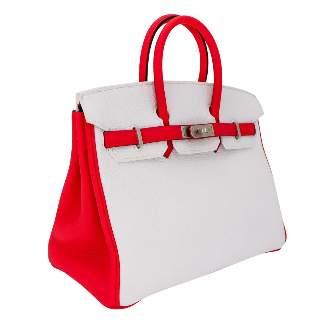 Brand: Hermès
Style: Birkin HSS
Size: 25cm
Color: White/Rose Extreme
Material: Clemence Leather
Hardware: Brushed Palladium (BPHW)
Dimensions: 10