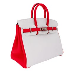 Hermès 25cm Birkin HSS White/Rose Extreme Clemence Brushed Palladium Hardware