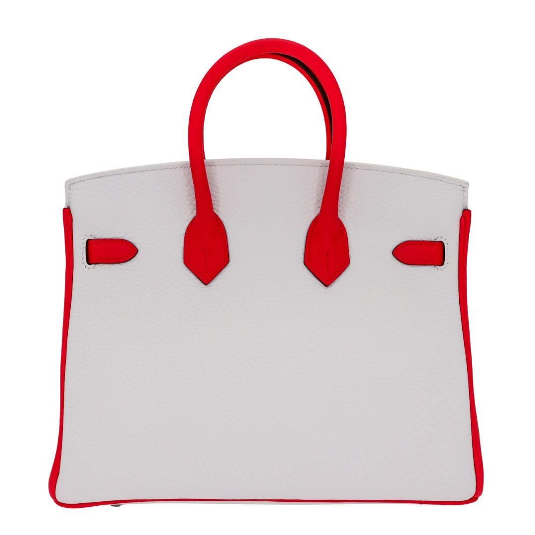 Gray Hermès 25cm Birkin HSS White/Rose Extreme Clemence Brushed Palladium Hardware For Sale