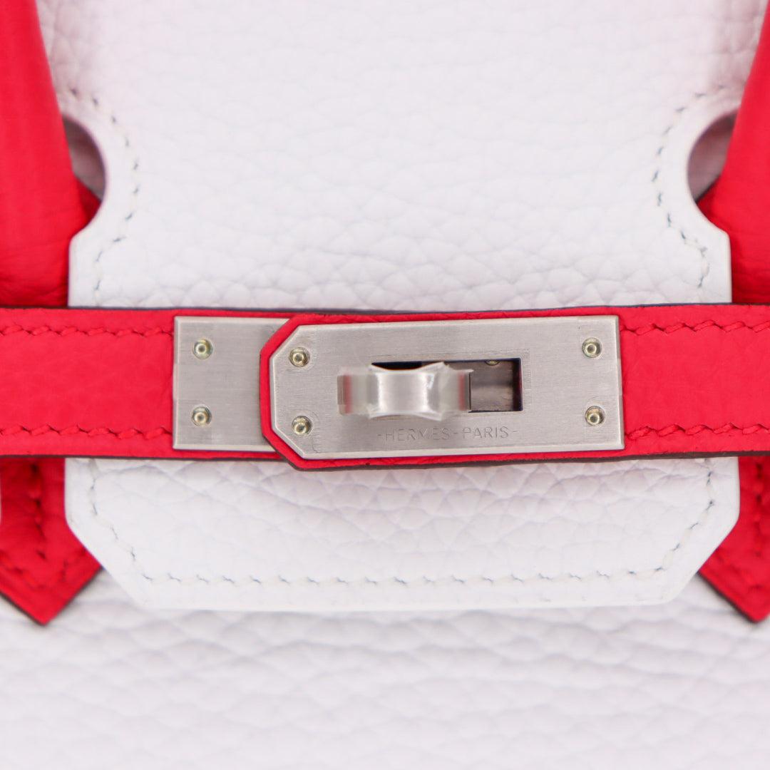 Women's Hermès 25cm Birkin HSS White/Rose Extreme Clemence Brushed Palladium Hardware For Sale