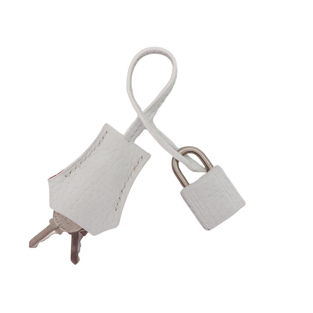 Hermès 25cm Birkin HSS White/Rose Extreme Clemence Brushed Palladium Hardware For Sale 3