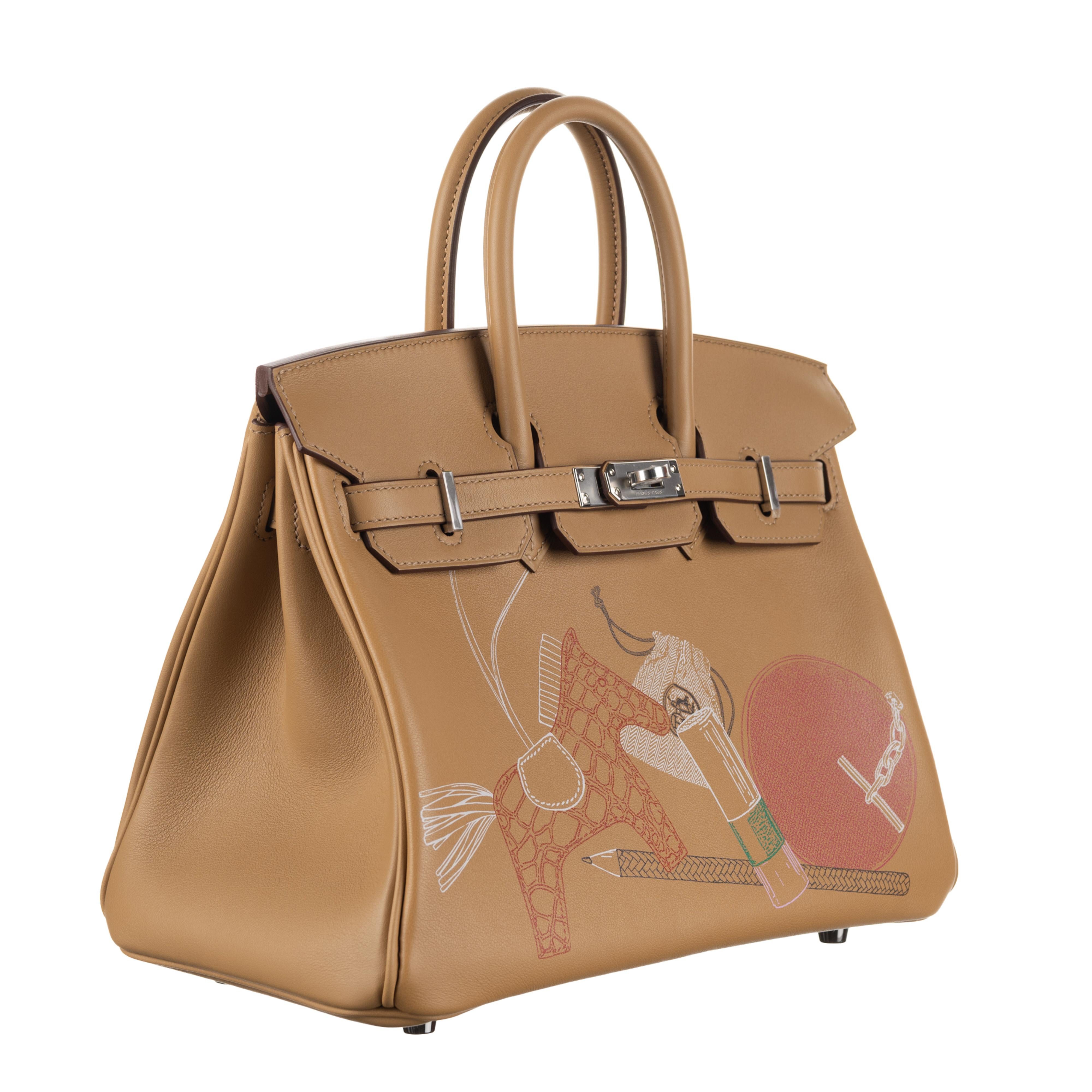 Hermès 25cm Birkin In and Out Biscuit/Multicolor Swift Palladium Hardware (Z/2021)