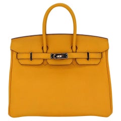 Hermès 25cm Birkin Jaune Ambre Togo Leather Palladium Hardware