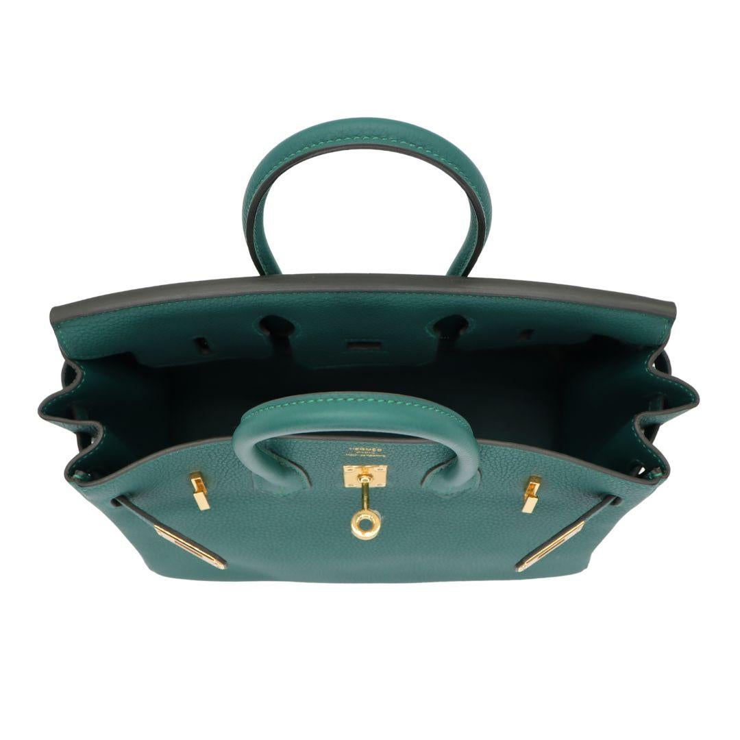 Hermès 25cm Birkin Malachite Togo Leather Gold Hardware For Sale 2
