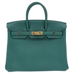 Hermès 25cm Birkin Malachite Togo Leather Gold Hardware