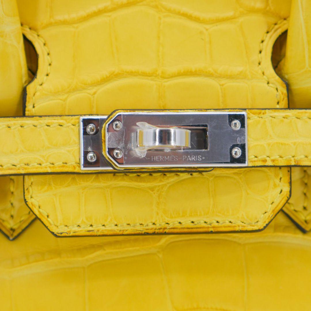 Women's Hermès 25cm Birkin Mimosa Matte Alligator Palladium Hardware