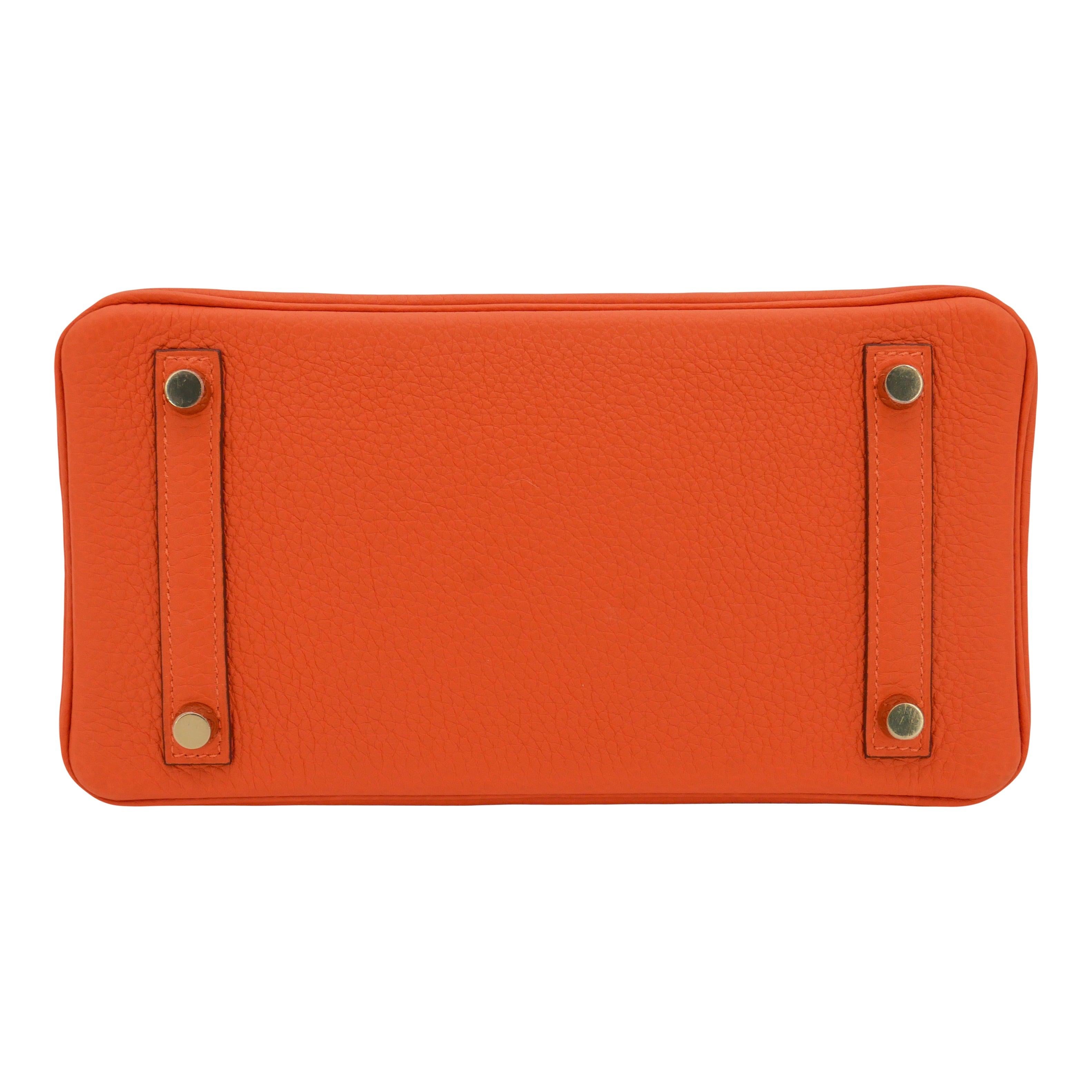 Hermès 25cm Birkin Orange Togo Leder Gold Hardware Damen im Angebot