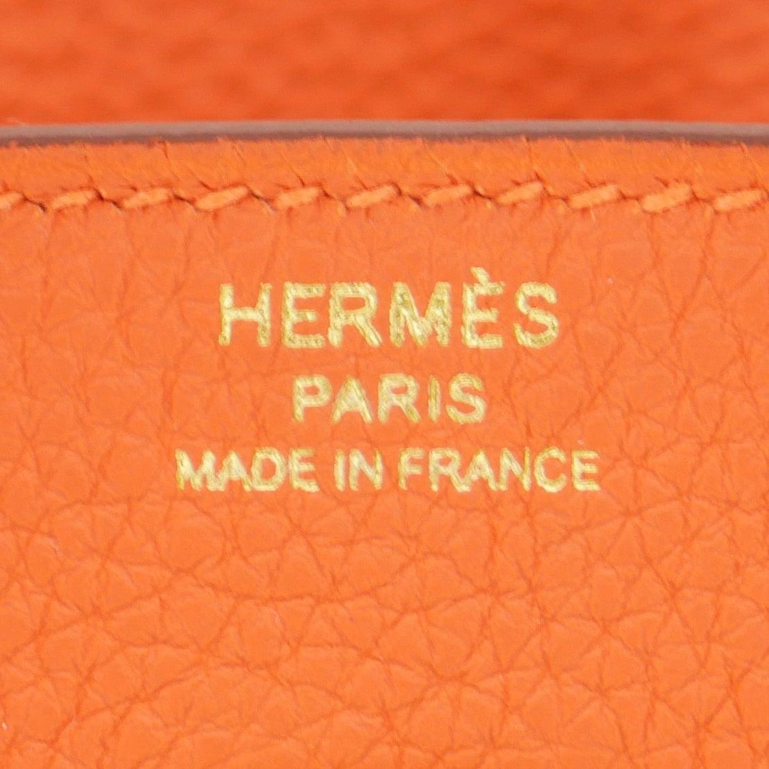 Hermès 25cm Birkin Orange Togo Leder Gold Hardware im Angebot 2