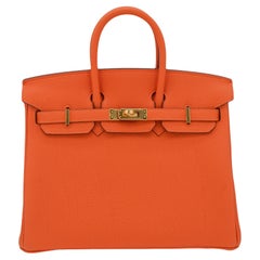 Hermès 25cm Birkin Orange Togo Leather Gold Hardware