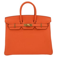 Hermès Birkin 25cm in pelle arancione Togo con finiture dorate