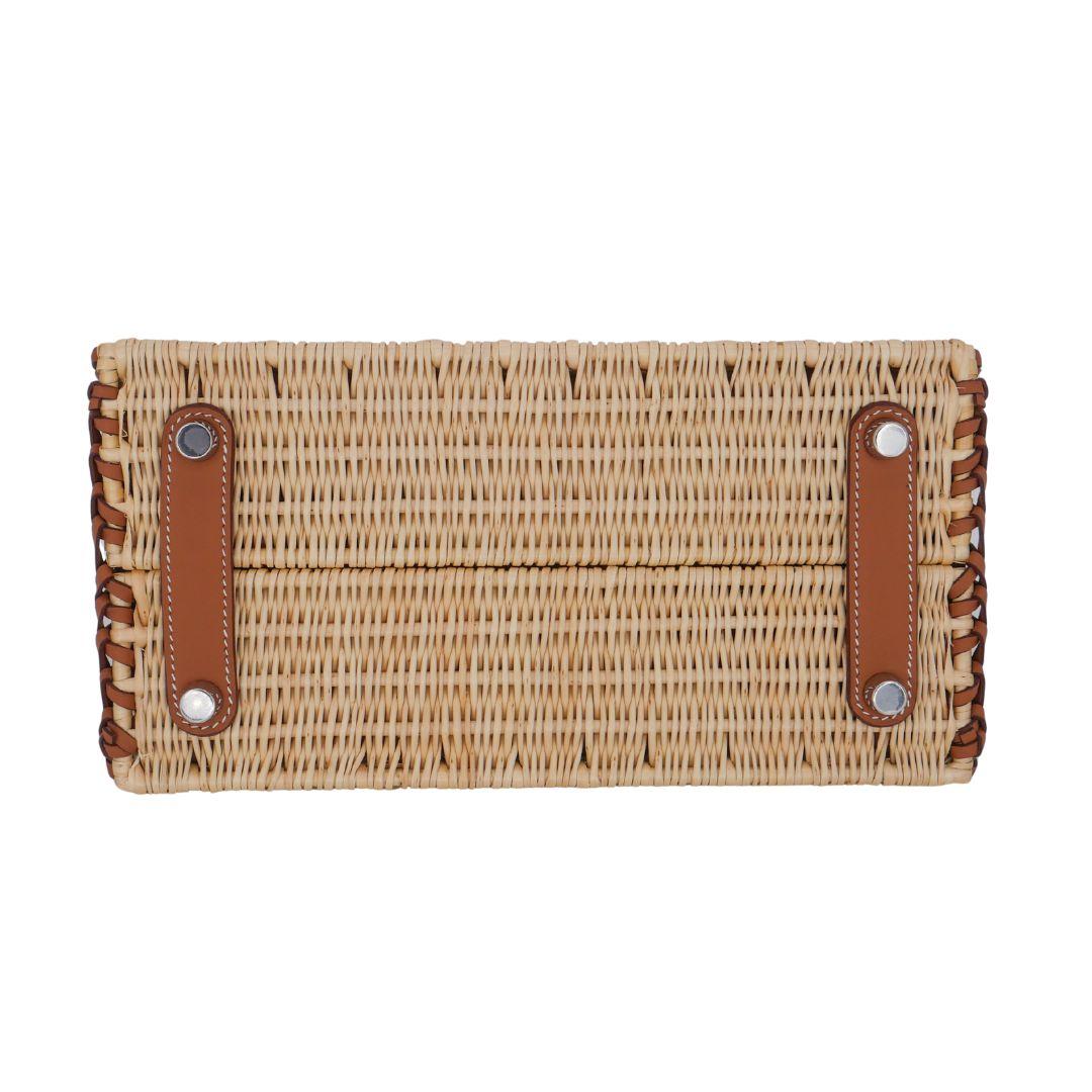 Hermès 25cm Birkin Picnic Oro Swift Piel/Osier Mimbre Herrajes Paladio en Nuevo Estado en Santa Rosa Beach, FL
