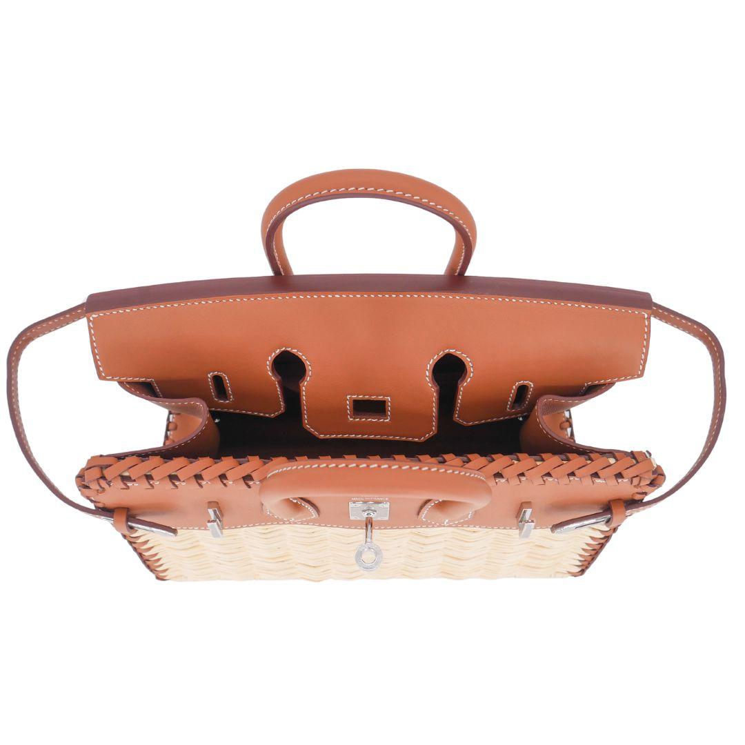 Hermès Birkin Picnic 25cm Cuir Swift/Osier Palladium Quincaillerie en vente 2