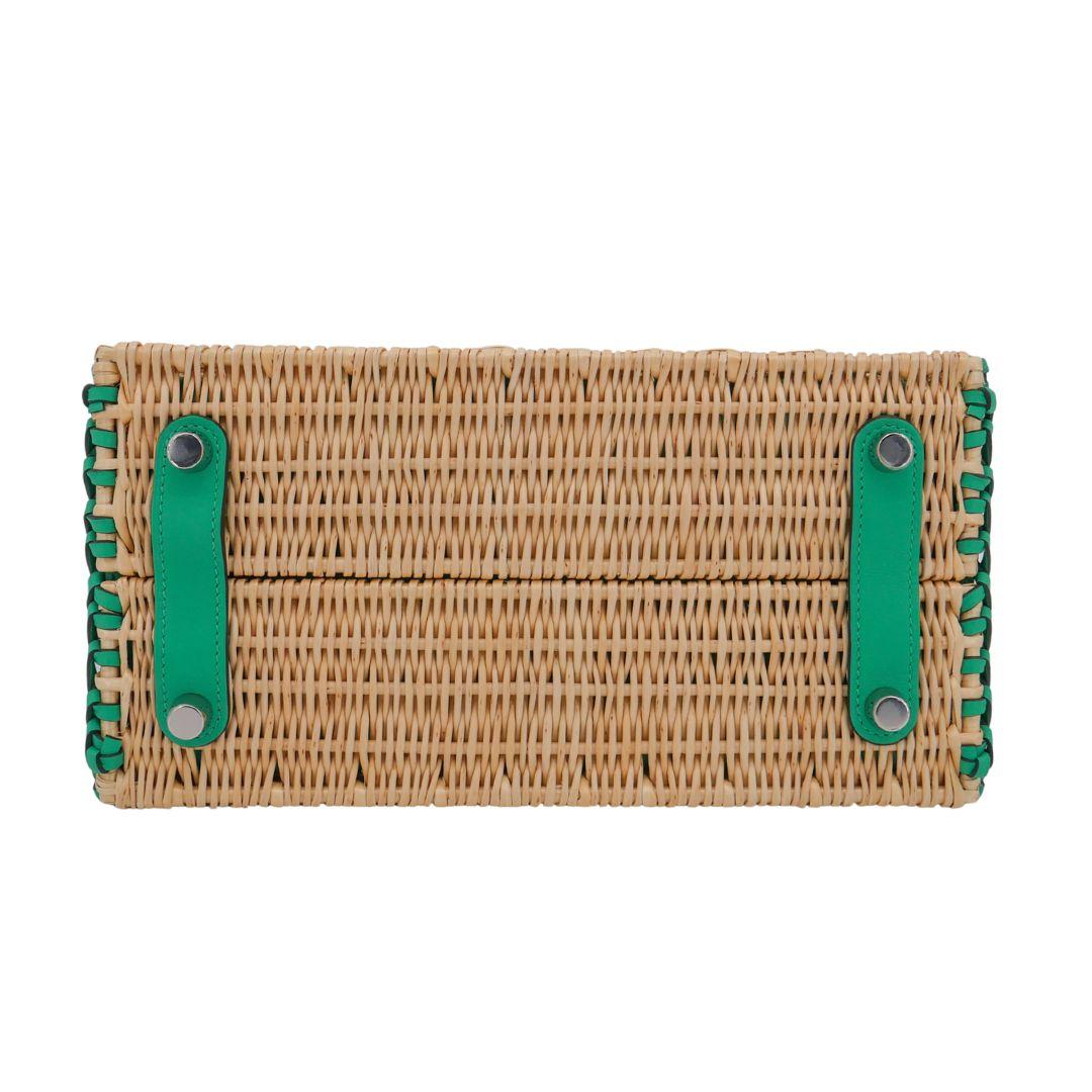 Beige Hermès 25cm Birkin Picnic Menthe Swift Leather/Osier Wicker Palladium Hardware