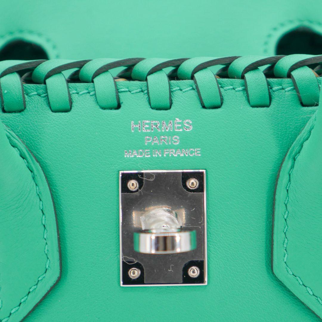 Women's Hermès 25cm Birkin Picnic Menthe Swift Leather/Osier Wicker Palladium Hardware