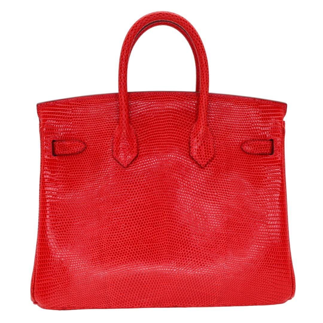 Red Hermès 25cm Birkin Rouge Exotic Lizard Gold Hardware For Sale