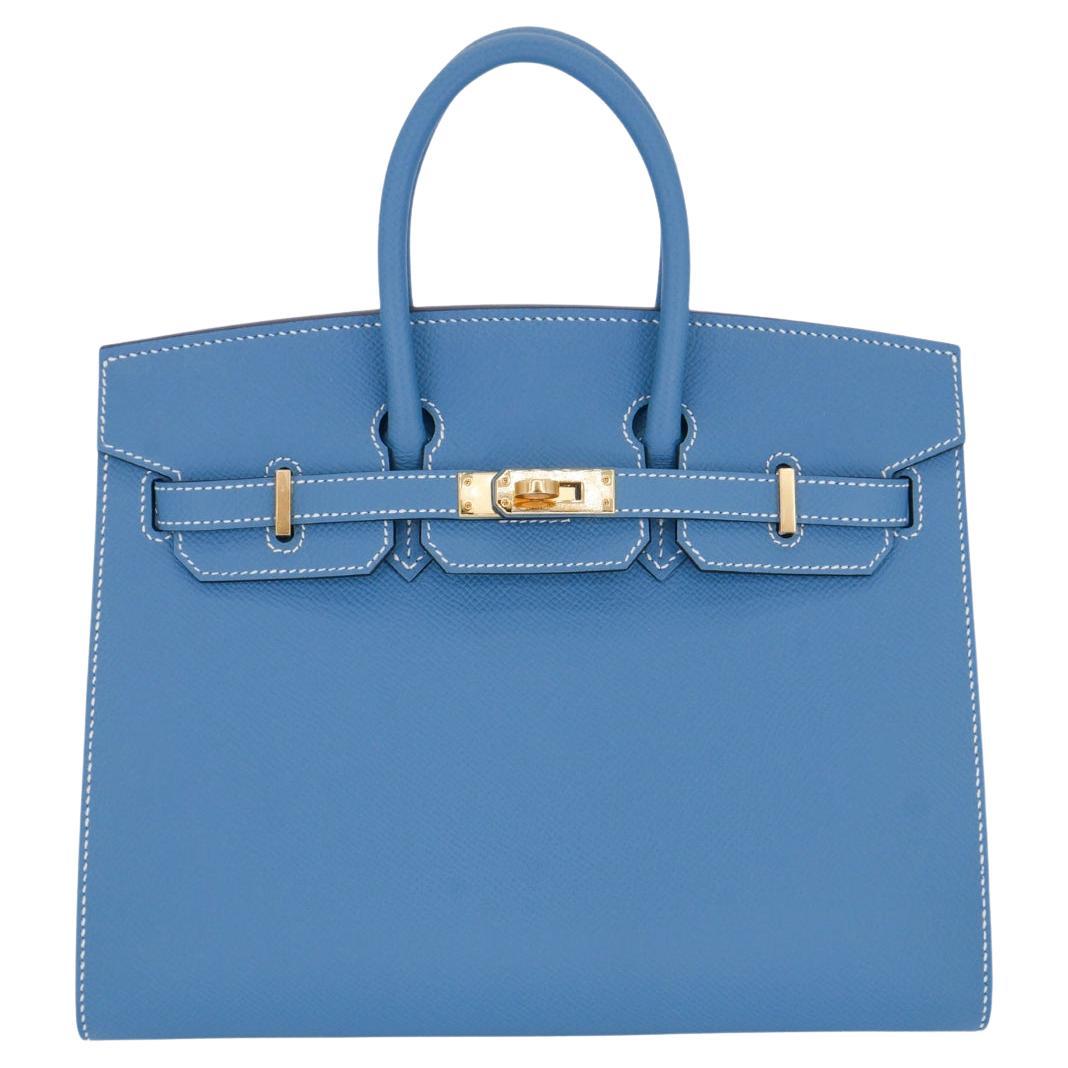 Hermès 25cm Birkin Sellier Bleu Jean Epsom Leather Gold Hardware For Sale