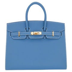 Hermès 25cm Birkin Sellier Bleu Jean Epsom Leather Gold Hardware