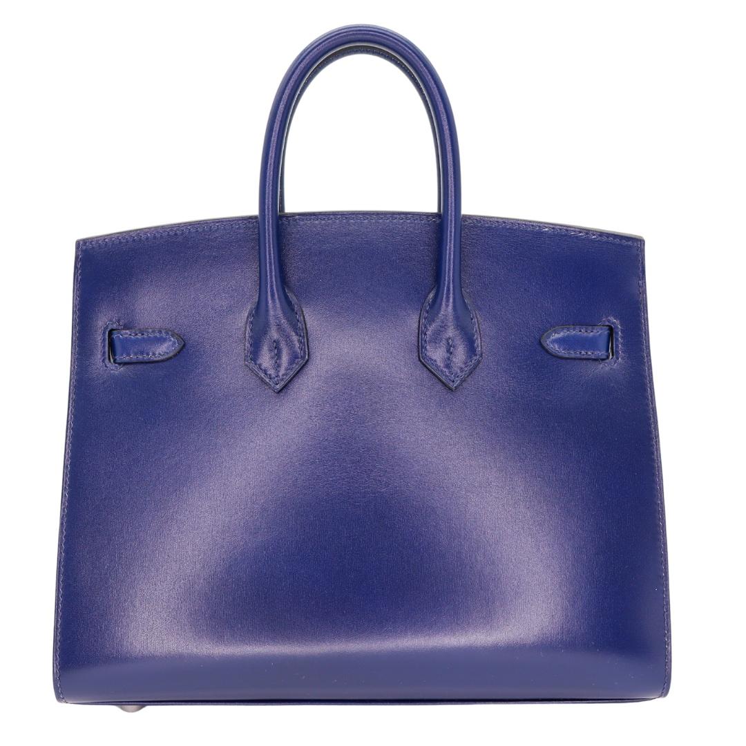 Hermès 25cm Birkin Sellier Bleu Saphir Box Calf Leather Palladium Hardware In New Condition For Sale In Santa Rosa Beach, FL