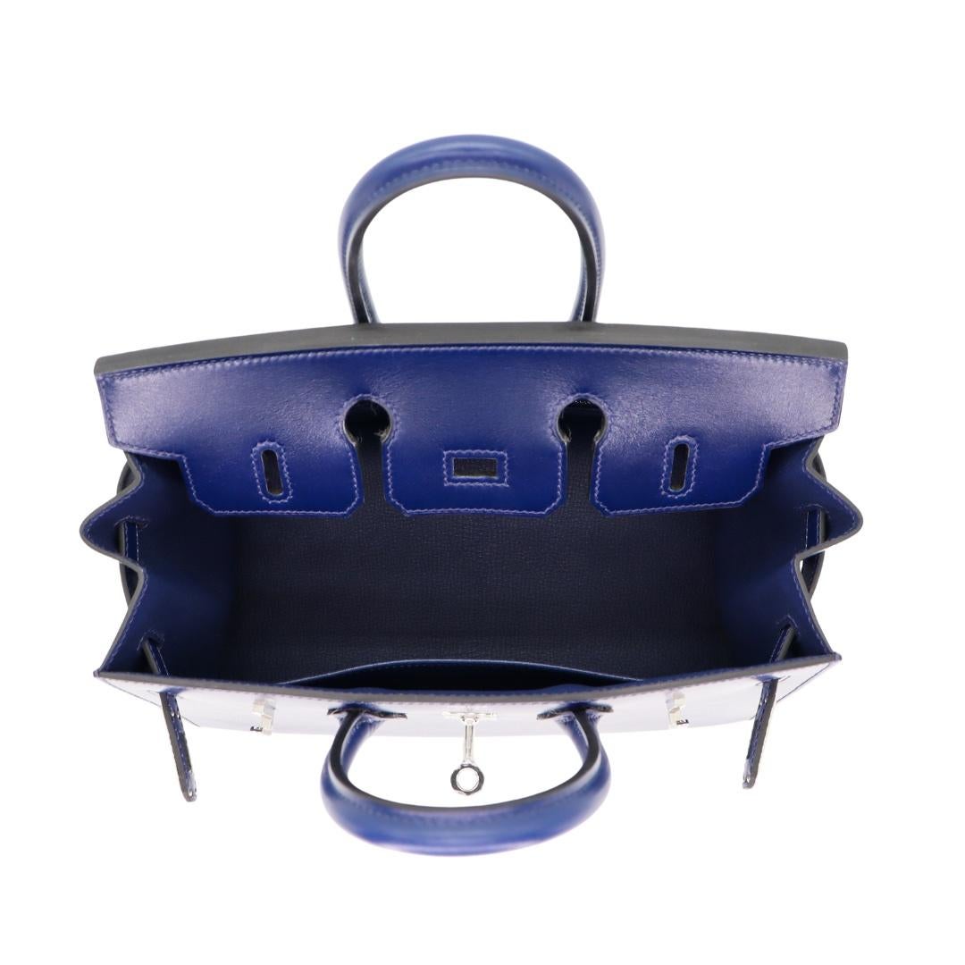 Hermès 25cm Birkin Sellier Bleu Saphir Box Calf Leather Palladium Hardware For Sale 3