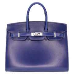 Hermès 25cm Birkin Sellier Bleu Saphir Box Kalbsleder Palladium Hardware