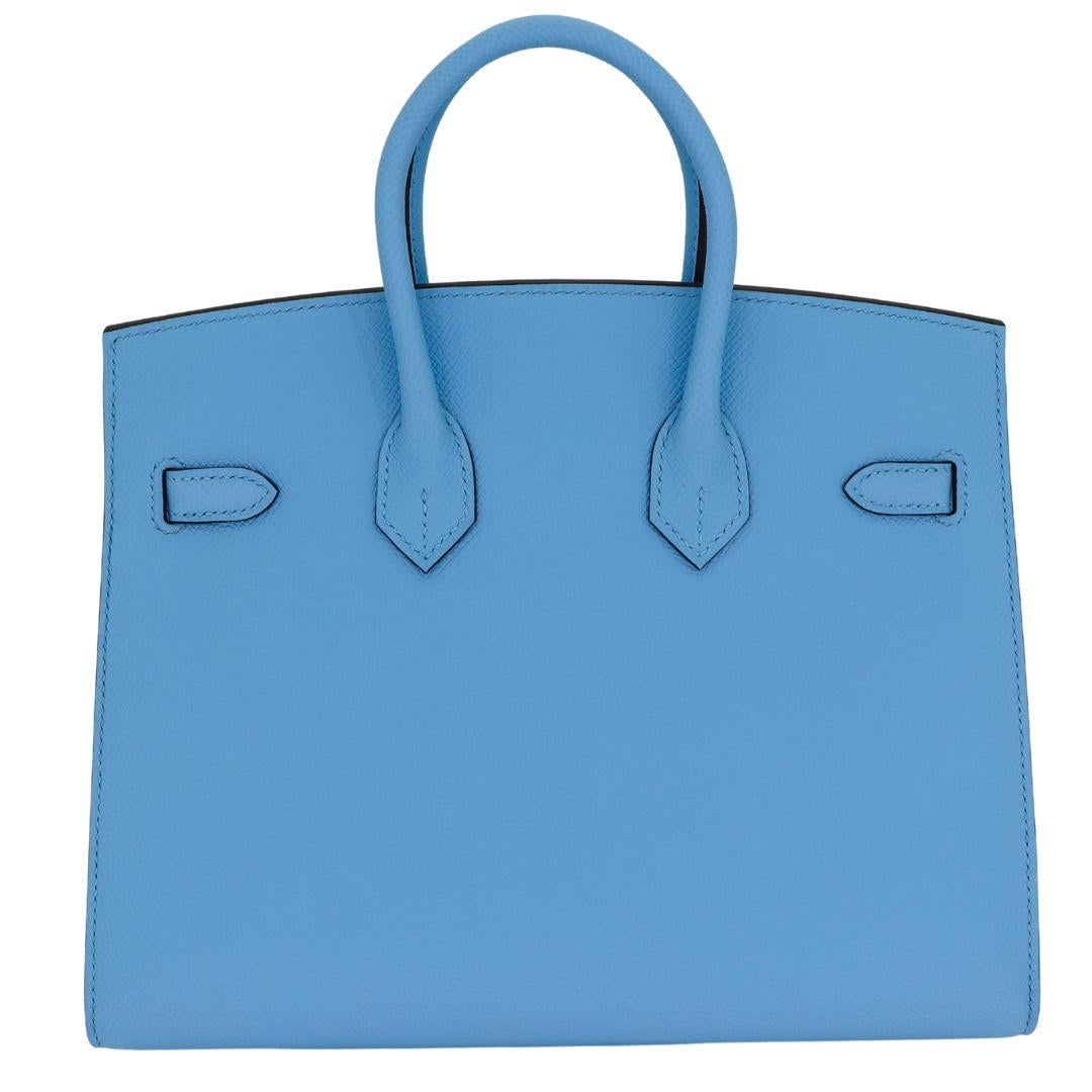 Blue Hermès 25cm Birkin Sellier Celeste Epsom Leather Palladium Hardware For Sale