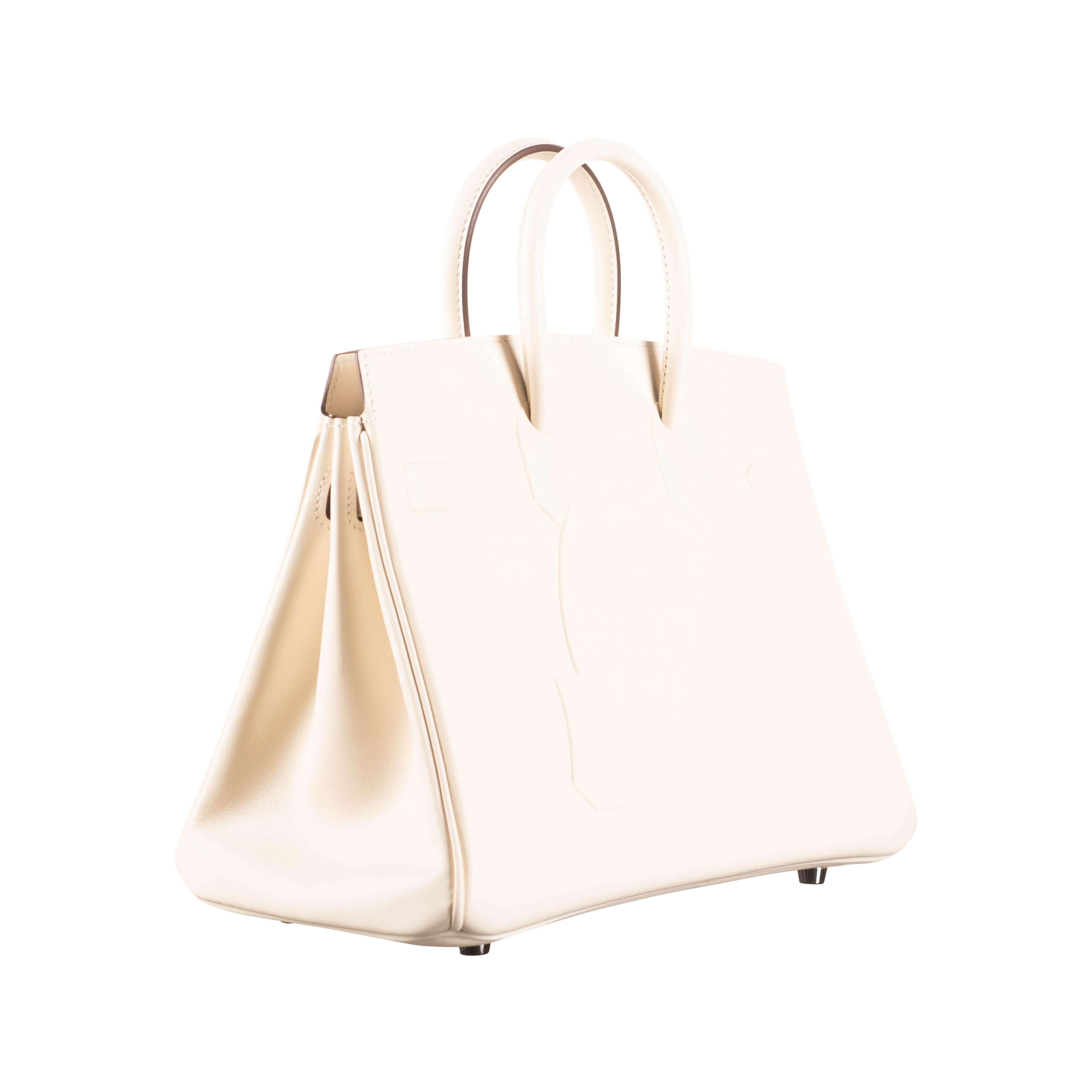 White Hermès 25cm Birkin Shadow Nata Swift 2022