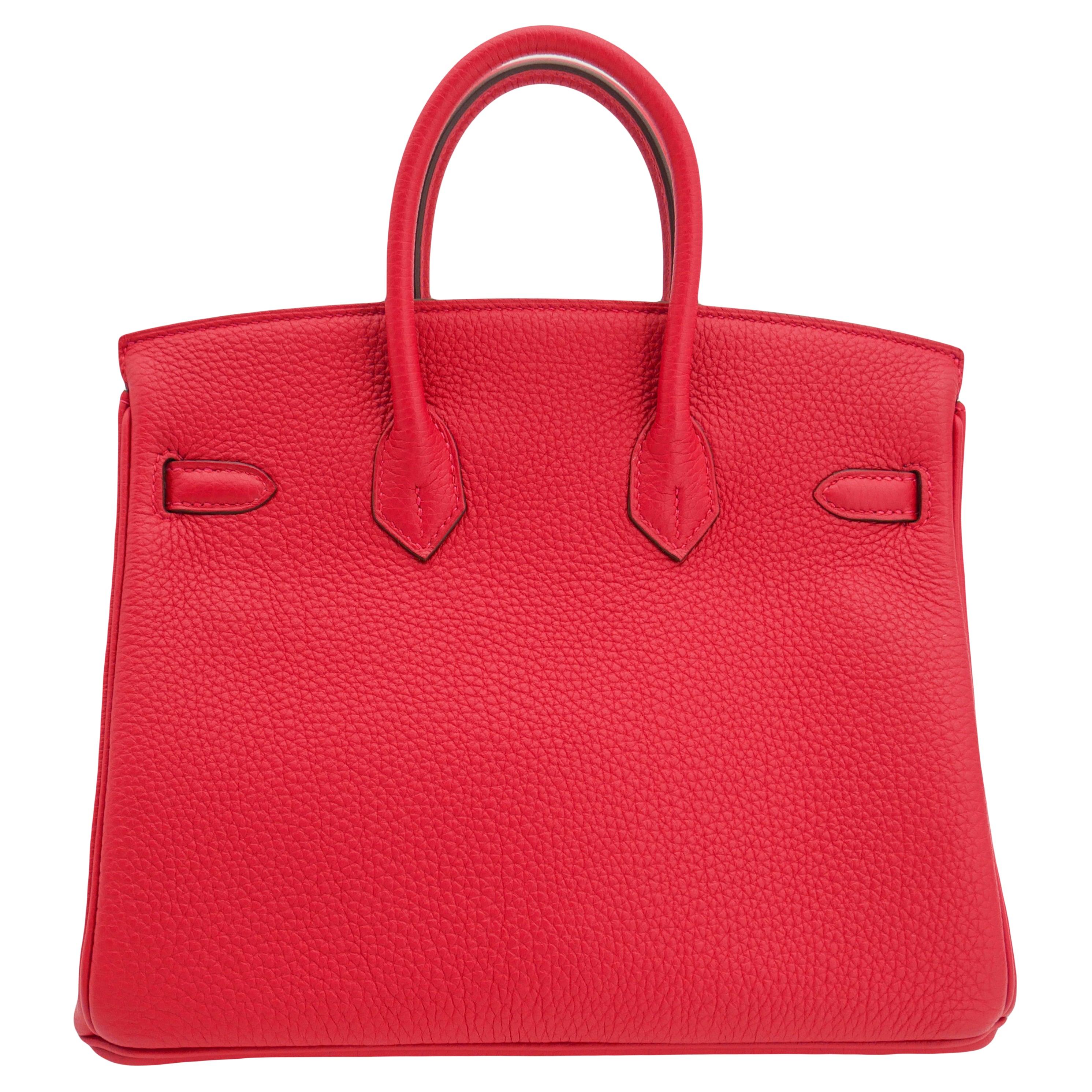 Hermès 25cm Birkin Verso Rouge Casaque Togo Leather Palladium Hardware In New Condition For Sale In Santa Rosa Beach, FL