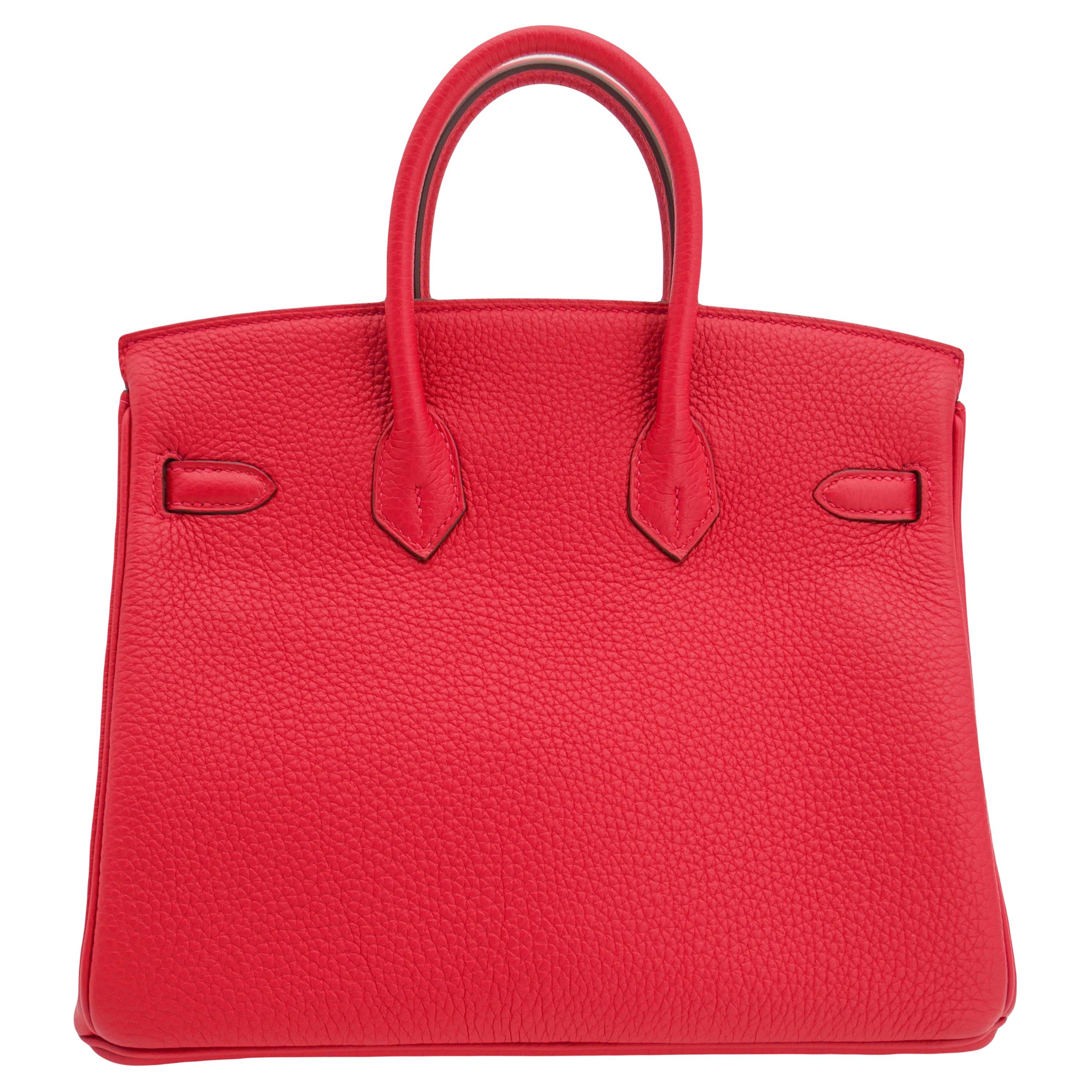 Red Hermès 25cm Birkin Verso Rouge Casaque Togo Leather Palladium Hardware For Sale