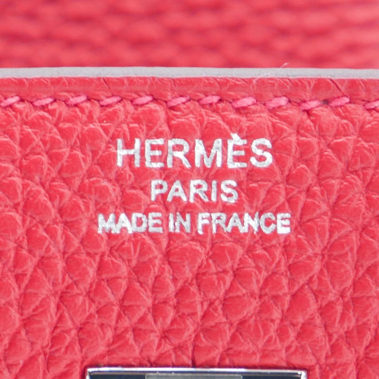 Hermès 25cm Birkin Verso Rouge Casaque Togo Leather Palladium Hardware For Sale 2