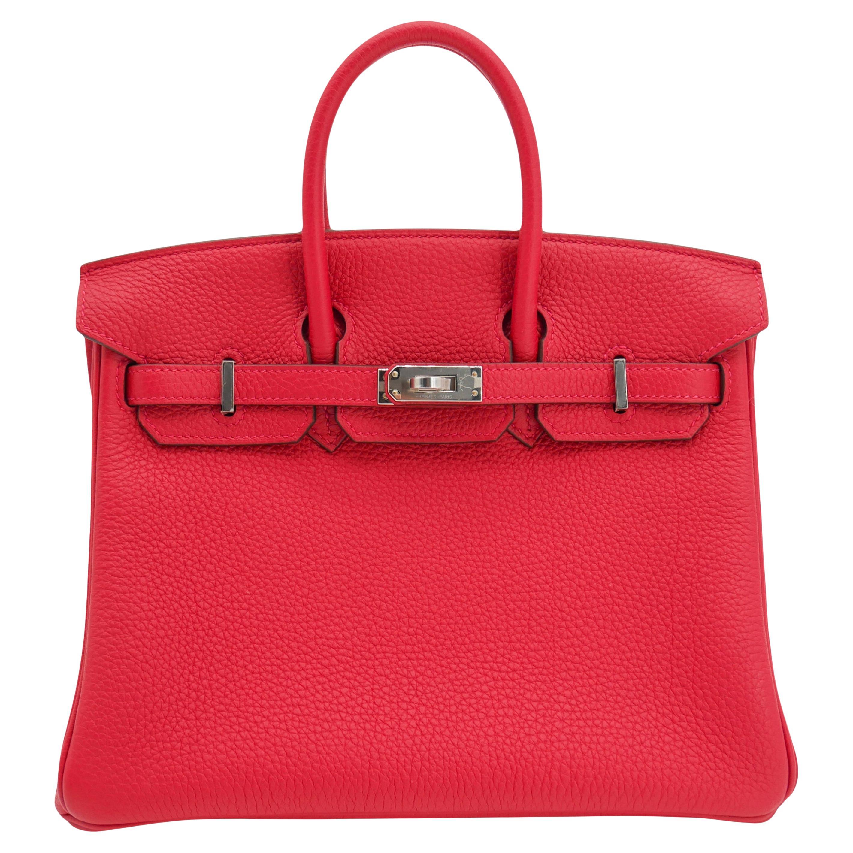 Hermès 25cm Birkin Verso Rouge Casaque Togo Leather Palladium Hardware For Sale