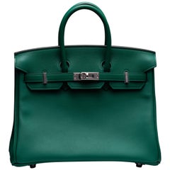 HERMES 25cm BIRKIN VERT VERTIGO GREEN WITH PALLADIUM HARDWARE