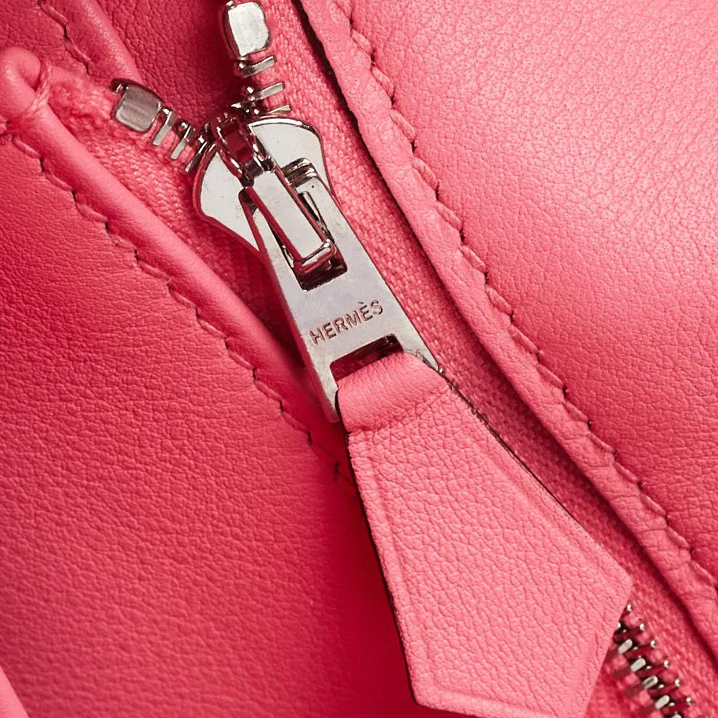 Hermes 25cm Bubblegum Pink Swift Leather Palladium Plated Kelly Retourne Bag For Sale 7