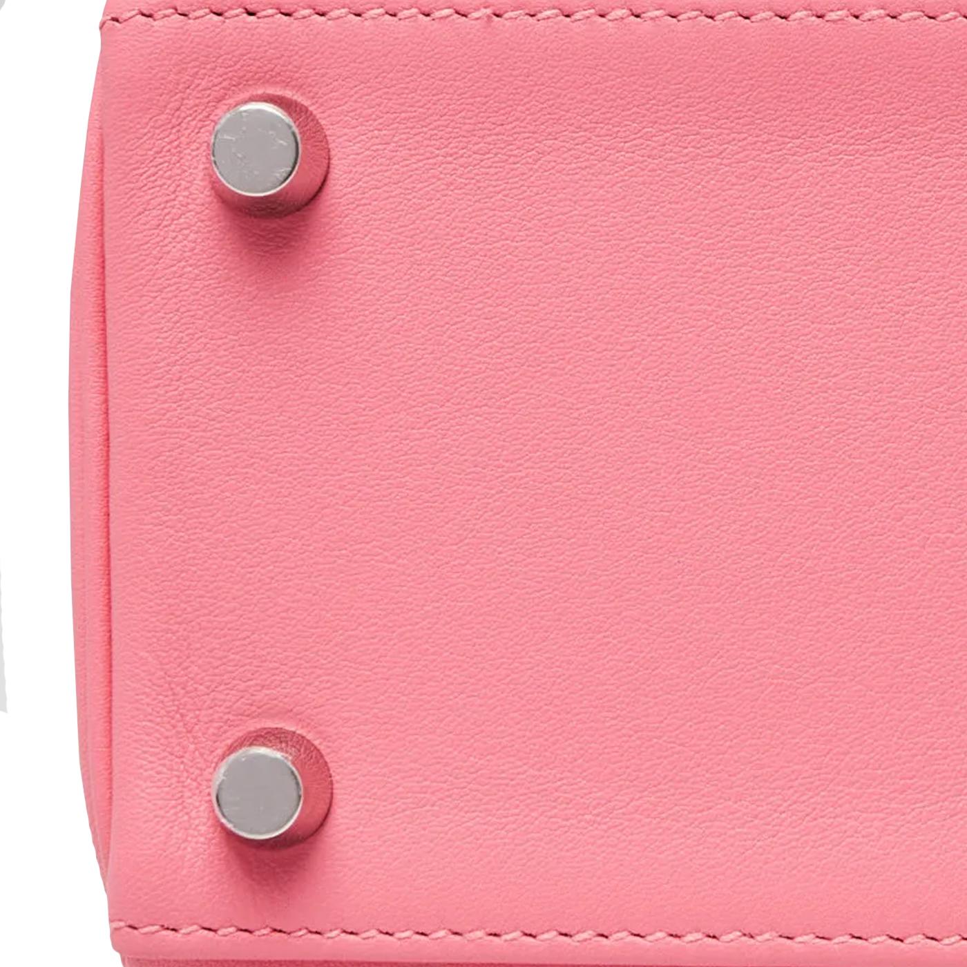 Hermes 25cm Bubblegum Pink Swift Leather Palladium Plated Kelly Retourne Bag For Sale 9